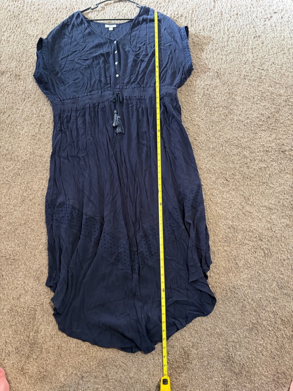 Style & Co. Womens Plus Eyelet Tie Waist Maxi Dress Navy Size 2X - Picture 8 of 8